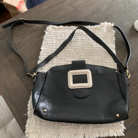 Divina Firenze Italian Black and White Leather Handbag - Picture 1 of 5